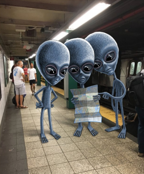 Subway Tourists image made with Procreate app.
